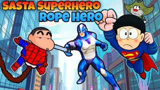 Shinchan And Nobita Playing Sasta SuperHero Rope Hero  Vice Town  Gameplay Funny 😂 [upl. by Nnylarac]