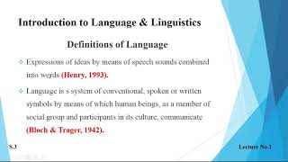 Introduction to Language amp Linguistics  Lesson  1 [upl. by Htesil763]