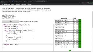 CodingBat Array 2 bigDiff [upl. by Orsini]