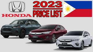 Honda Cars Price List In The Philippines 2023 [upl. by Narik]