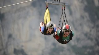 Volo dellAngelo  the angel flight  Zipline in Italy Castelmezzano [upl. by Elfrieda]