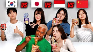 Americans Try 4 Asian countrys Cup Noodle for the FIRST TIME Which country has BEST Cup noodle [upl. by Oniuqa]