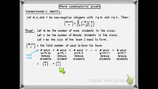 Discrete Structures Lecture 32  Segment 5  Combinatorial proof of Vandermondes identity [upl. by Ettenwahs]