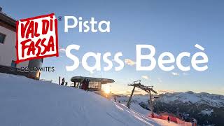 Pista Sass Becè una delle discese più frequentate del Belvedere di Canazei passopordoi dolomiti [upl. by Derinna]