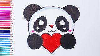 Panda 🐼 Panda drawing Cute rainbow 🌈 Colorful Painting 🎨 Cartoon doll toy animal  cartoon [upl. by Eireva440]