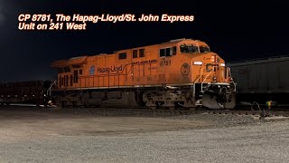 CP 8781 The HapagLloydSt John Express Unit Pulls 241 West Through CP’s WPG Yards Oct 1 2024 [upl. by Leitnahs]