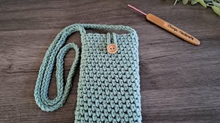 Easy Crochet Phone Bag Tutorial For Beginners Step by step crochet tutorial [upl. by Llewkcor]