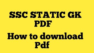 Ssc static gk pdf  Static gk pdf for ssc [upl. by Aynom]