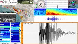 M 38  19km SSW of Malibu CA 7223  RaspberryShake 4D Seismograph RD29A Chino Hills CA [upl. by Abdulla]