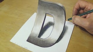 How to Draw 3D Letter  Trick Art Drawing  Anamorphic Illusion [upl. by Eniamej]