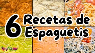 ✅6 RECETAS DE ESPAGUETIS🍝 mihogardulcehogar recetasdeespaguetis comidasrapidasyfacilesdehacer [upl. by Ardnassac]