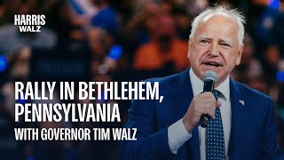 Governor Tim Walz at Rally in Bethlehem PA [upl. by Cichocki]