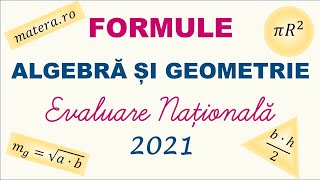 EVALUARE NATIONALA  Formule Algebra si Geometrie Evaluare Nationala Matematica [upl. by Zeus]