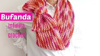 Bufanda infinita a crochet con super moño [upl. by Yesdnik]