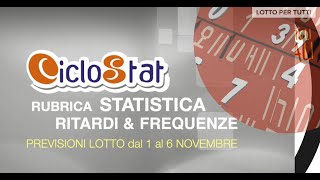 LOTTO PER TUTTI LE PREVISIONI STATISTICHE DAL 1 AL 6 NOVEMBRE [upl. by Zelten]