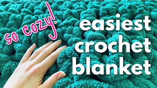 How To Crochet A Throw Blanket With Chunky Yarn EASY BEGINNER TUTORIAL [upl. by Florin286]