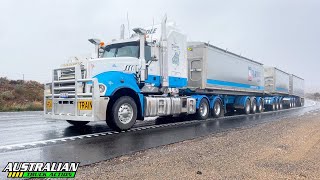 Kenworth T909 K200 and Mack road train uphill run [upl. by Aihsoem]