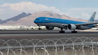 KLM Boeing 777306ER lands at Las Vegas  PHBVK [upl. by Aivatnwahs]