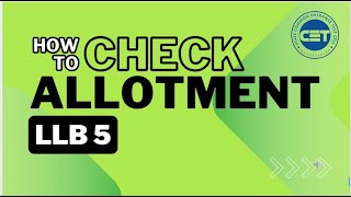 LLB 5 Allotment  How to check Allotment f0r LLB 5  LLB 5 Admission Process  Hindi [upl. by Aelsel]