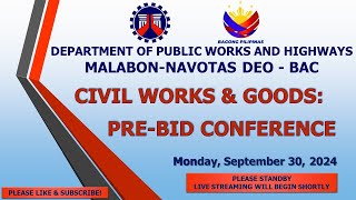 Procurement Livestream for DPWH MalabonNavotas DEO on September 26 2024 [upl. by Weidner]