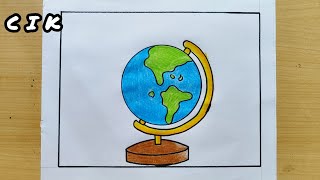 Globe drawing  How to Draw a Globe Step by Step Easy I World Map Drawing  How to Draw World Map [upl. by Syla]