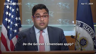 State Dept confronted over Geneva Conventions in Gaza [upl. by Eidnam440]