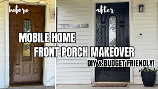 DIY MOBILE HOME FRONT PORCH MAKEOVER  OUTDOOR DECORATING IDEAS  MOBILE HOME MAKEOVER ON A BUDGET [upl. by Uzial]