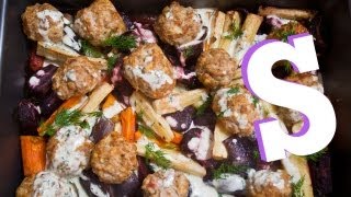 Turkey Meatball Traybake Recipe  SORTED [upl. by Oos]