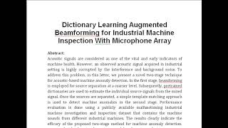 Dictionary Learning Augmented Beamforming for Industrial Machine Inspection With Microphone Array [upl. by Marmawke282]