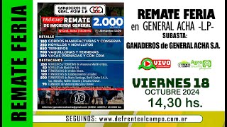 en VIVO  1430 hs  REMATE de GANADEROS de GENERAL ACHA SA  VIE 18  OCT   G ACHA LP [upl. by Janka620]