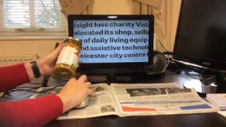 Low Vision Aid Text Magnifier Works Automatically On UK and European TV [upl. by Macknair129]