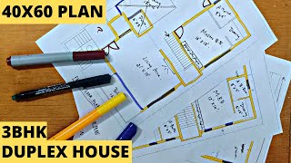 40X60 North amp East facing House Vastu Plan 2022 3 Bedroom Duplex House  A2Z Construction Details [upl. by Lonny606]