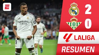 REAL MADRID consiguió sufrida victoria 20 ante REAL BETIS con DOBLETE de KYLIAN MBAPPÉ  La Liga [upl. by Delos]