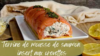 RECETTE  Terrine de mousse de saumon insert aux crevettes et biscuit au gruyère LACHOUFAMILY [upl. by Sucramd165]