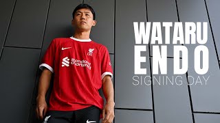 SIGNING DAY Wataru Endos first day at Liverpool  Behindthescenes VLOG [upl. by Anauqal]