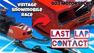 Riverside speedway vintage snowmobile race 440cc class Groveton NH [upl. by Marrin]