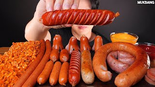 ASMR MUKBANG  FIRE NOODLES amp SAUSAGE KIELBASA VIENNA EATING 먹방 [upl. by Lebezej]