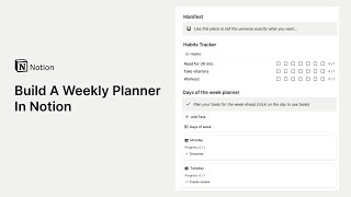 How to build a weekly planner in notion [upl. by Nisse878]