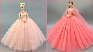 Gorgeous DIY Barbie Doll Dresses  No Sew  Toy Hacks Youd Wish Youd Known Sooner [upl. by Lenahs]