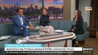 Oxfam Inequality Report 2023  Anthea Spinks Interview  ABC News Breakfast [upl. by Nidak]