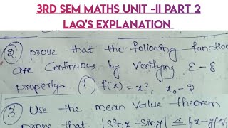 3rd sem Maths Unit II Part 2 LAQS explanation Satavahana UniversityBscReal Analysis [upl. by Devaj279]