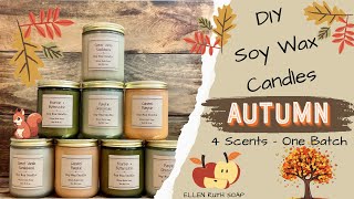 DIY How to Make BEAUTIFUL Soy Wax Autumn Inspired Candles 🍁 1 Batch  4 Scents gift [upl. by Adila655]