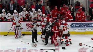 Gotta See It Chaotic bench brawl erupts between Flames and Red Wings [upl. by Aldred524]