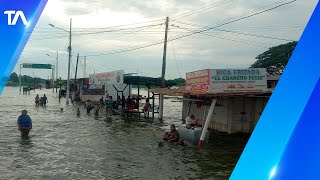 Aproximadamente dos kilómetros de la vía JujanBabahoyo afectados por inundaciones [upl. by Farah517]