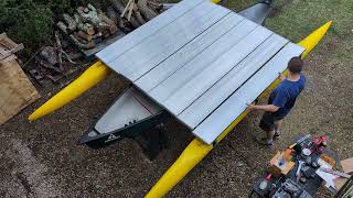 outrigger canoe with 8x8 deck for camping by Expandacraft [upl. by Ahsimek]