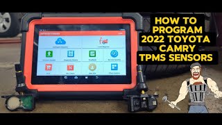 HOW TO PROGRAM NEW TPMS SENSORS ON 2022 TOYOTA CAMRY  LAUNCH X431 SCANNER [upl. by Elephus]