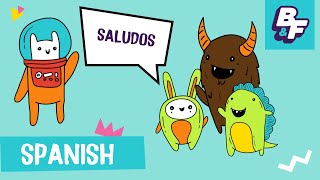 Learn Spanish with BASHO amp FRIENDS  Greetings Good Morning song for kids [upl. by Rust200]