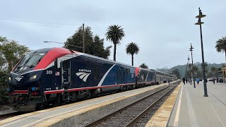 Amtrak Trains in Santa Barbara and Goleta CA ALC42’s amp High Speed Surfliners [upl. by Enellek835]