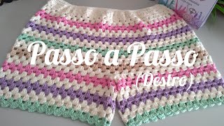 SHORT DE CROCHÊ SIMPLES com Elástico PASSO A PASSODestro [upl. by Ahern802]