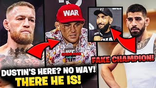 Conor McGregor RUNS INTO Dustin Poirier BACKSTAGE Ilia Topuria SNAPS on quotFAKEquot Belal Muhammad [upl. by Ahsietal87]